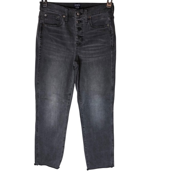 J.Crew High Rise Vintage Straight Button Front Jeans Sz 26 Washed Black Classic - Picture 2 of 7